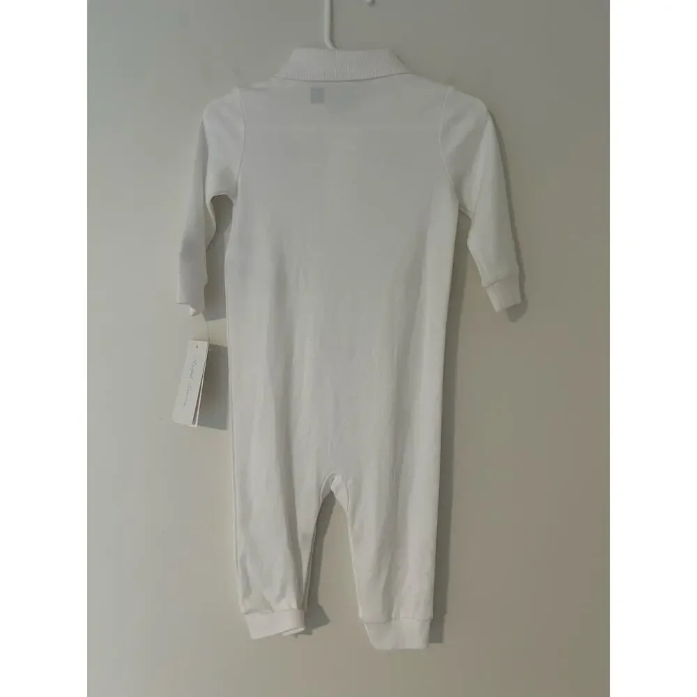 NWT Ralph Lauren Polo Baby Embroidered Cotton Coverall Baby Boy Collared White